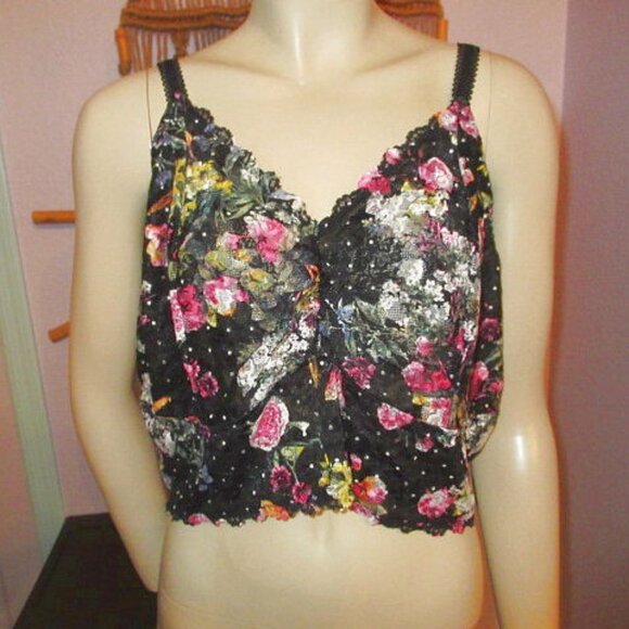 Torrid Curve Mesh Lace Bralette Size 4X No Wire Crop Top Dark Floral Whimsigoth - Picture 1 of 13